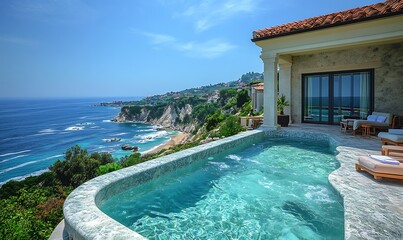 Fototapeta premium Luxury Villa with Infinity Pool and Stunning Ocean View