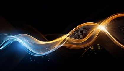 Glowing abstract wave on dark shiny motion