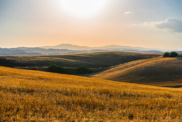 rural countryside landscape during a sunny summer day inside Val d'Agri, Basilicata