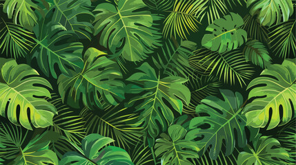 Professional Green Seamless Tropical Leaves Pattern Vector Illustration for Design Projects