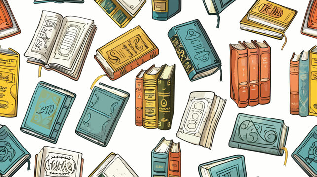Professional hand drawn books seamless vector pattern for versatile usage