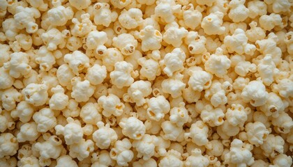 Tasty popcorn close up background top view