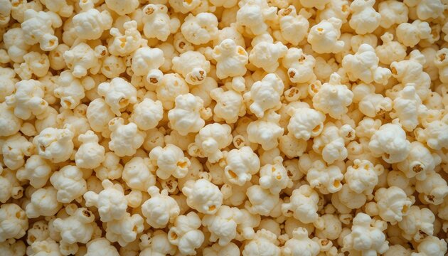 Tasty popcorn close up background top view