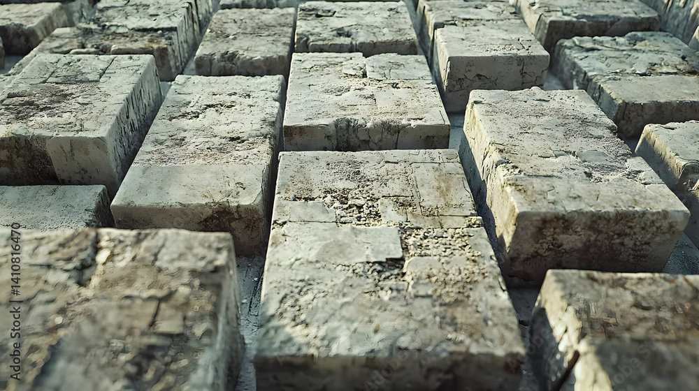 Poster geometric pattern of square stone blocks