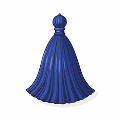 Elegant royal blue tassel against pure white background, sophistication