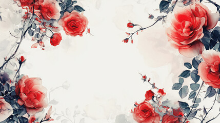 watercolor botanical flowers texture template background.Elegant wedding invitation card background . Minimal hand painted Design for wedding or Valentine's Day