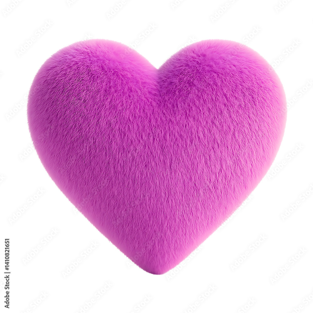 Poster plush heart shape isolated on white background. 3d design element best design