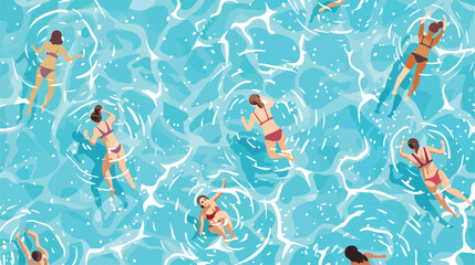 Top View People Swimming Summer Set Vector Illustration EPS for Professional Use