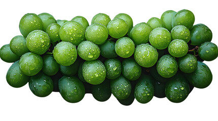 Fresh Green Grapes with Water Drops Closeup Studio Shot