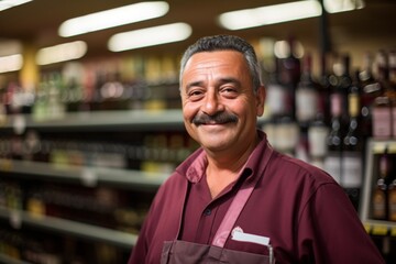 Fototapeta premium Portrait of a smiling liquor store attendant