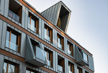 Obraz premium Beautiful modern residential building. House construction in Europe 