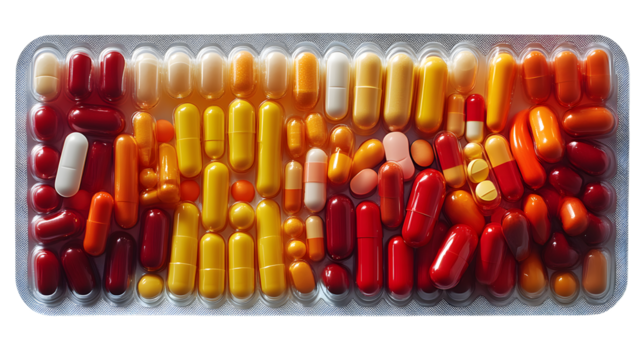 Medication Capsules in Blister Pack Colorful Pills Pharmacy Healthcare Medicine