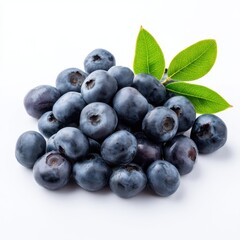 Pile of fresh blueberries isolated on a white background.