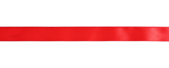 Obraz premium Beautiful satin red ribbon on white background