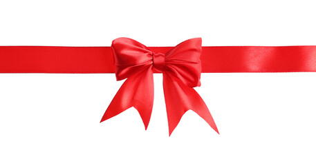 One beautiful red bow on white background