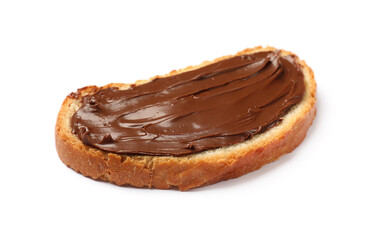 Toast with chocolate hazelnut spread isolated on white