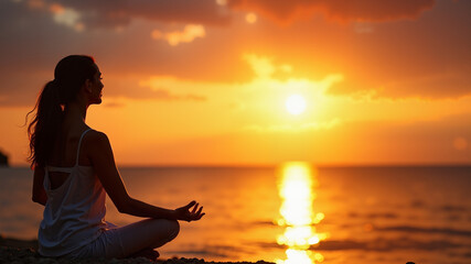 Fototapeta premium sunrise meditation on summer solstice