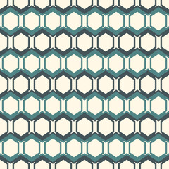 Honeycomb seamless pattern. Hexagon mosaic tiles ornament. Ethnic surface print. Repeated geometric figures background. Ornamental wallpaper. Modern geo design digital paper.