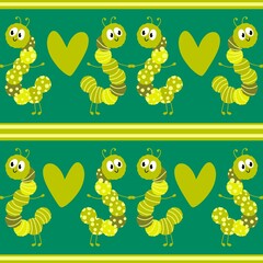 Kids seamless caterpillar cute pattern for fabrics and textiles and packaging and linens and wrapping paper