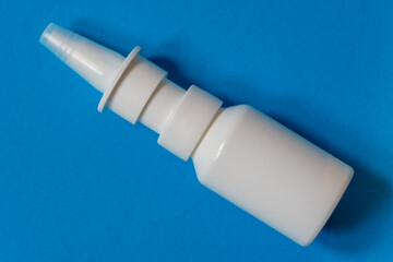 white nasal spray mock up on blue background