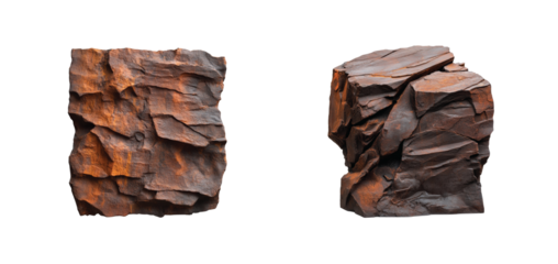 Vintage iron ore chunks with unique textures and deep earthy tones on display
