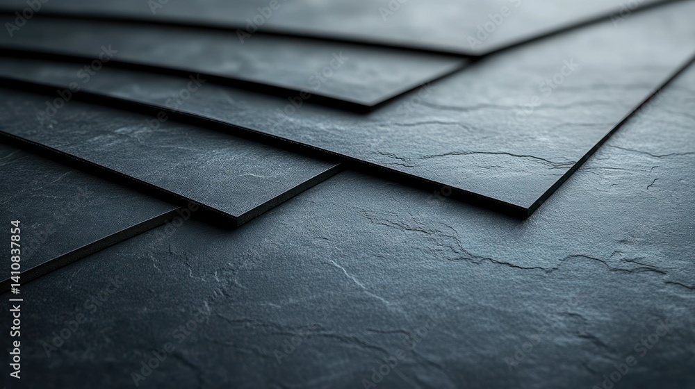 Poster stacked, dark stone tiles display textures and subtle color variations