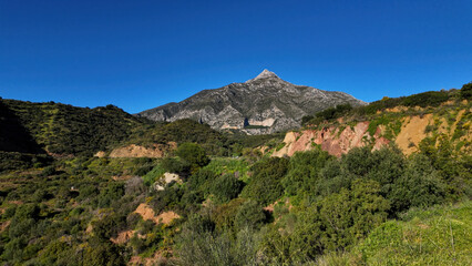 La Concha mountain dominating Marbella landscape in Andalusia, Spain