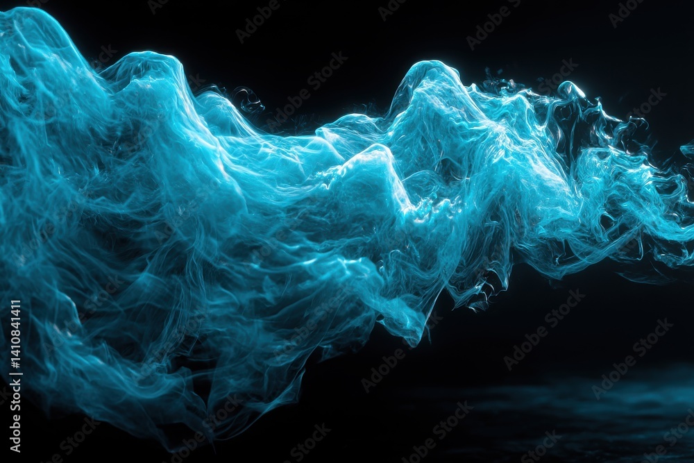 Poster an abstract blue energy flow on a dark background, creating a mysterious and dynamic visual, perfect