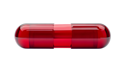 Red Capsule Pill Isolated on White Background for Medical Health and Pharmaceutical Concepts