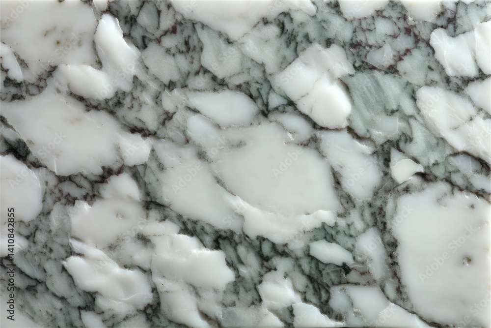 Poster close-up of a white and gray marble stone slab with intricate veining patterns, showcasing the textu