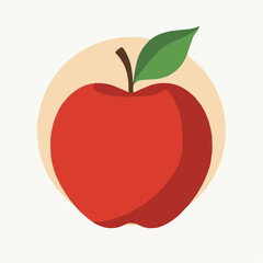 Fototapeta premium Red Apple Illustration, Simple Fruit Icon Design
