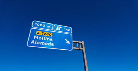 Highway sign showing directions to destination in Seville, Spain © 4kclips