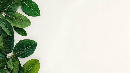 Green Leaves Arrangement On White Background