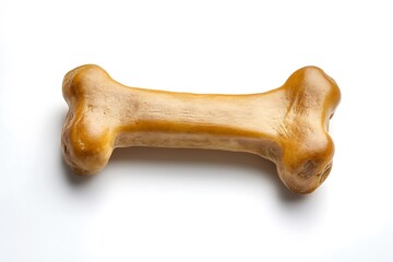 A dog bone treat, isolated on a white background, perfect for pet product photography