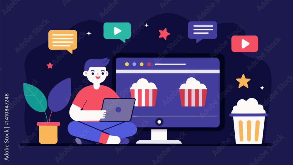 Poster a video ad on a streaming platform for a movie rental service promoting personalized movie recommend