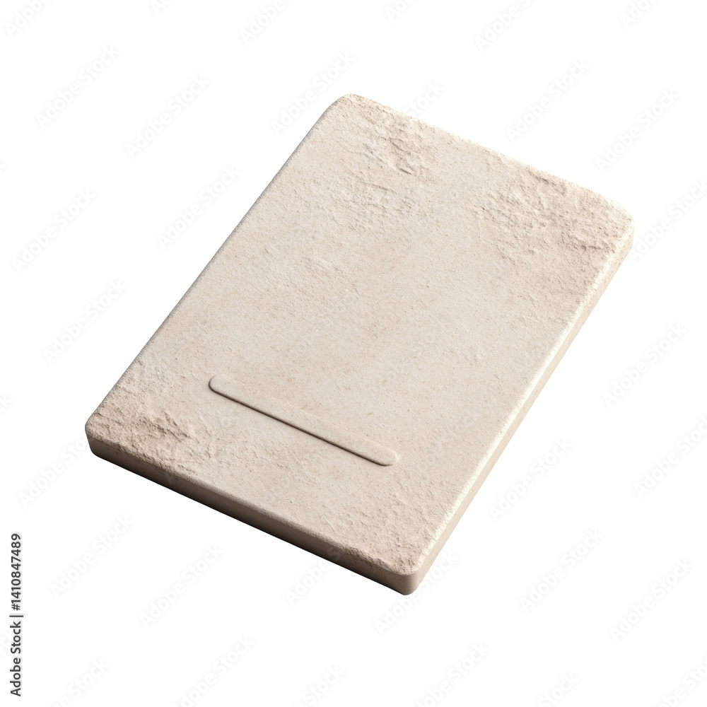 Poster textured beige rectangle with rough edges and smooth central indentation