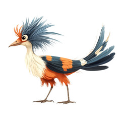 Find colorful cartoon bird illustration with crest feathers and vibrant plumage