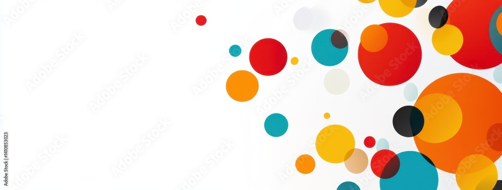 Poster abstract geometric background with colorful shapes and circles flat illustration of a white backgrou