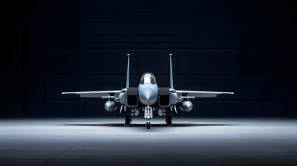 Fototapeta premium Pixelated F15 Fighter Jet In Dark Hangar