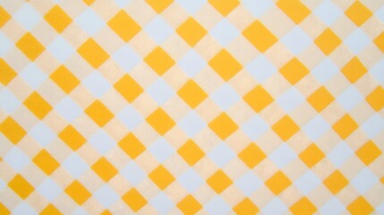 Yellow White Diagonal Gingham Pattern Texture Background