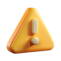 3d alert sign, attention mark, caution icon. Isolated yellow triangle with exclamation mark.