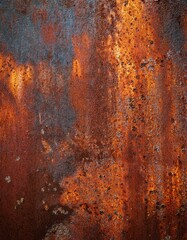 Close-up of weathered rusted metal surface with vivid orange and brown patterns