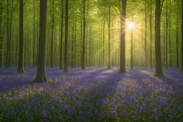 Enchanted Bluebell Forest In Spring