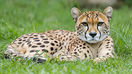 Cheetah Resting In Grassy Meadow