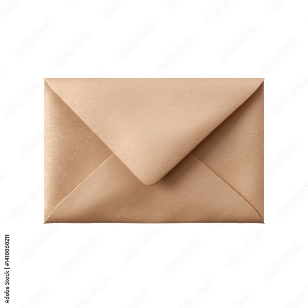 Aufkleber closed brown paper envelope with triangle flap and neatly folded paper design