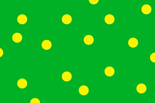 Bright yellow dots on a vivid green background create a cheerful pattern in a fun design