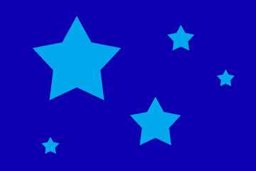 Obraz premium Bright blue stars scatter across a deep blue background, creating a whimsical night sky effect