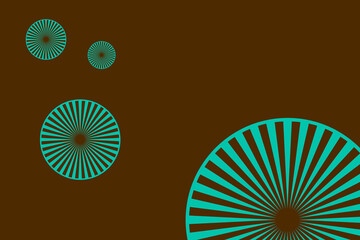 Abstract design featuring circular patterns in teal and brown with radiating lines
