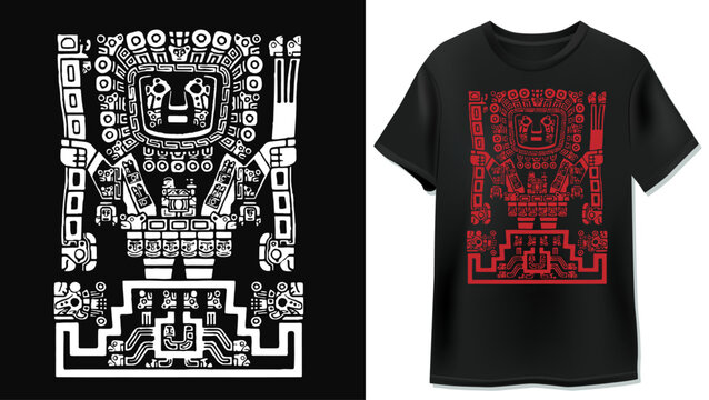 Vector design of the ancestral Inca god Wiracocha for a t-shirt