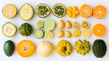 Colorful Fresh Fruit Slices Arrangement